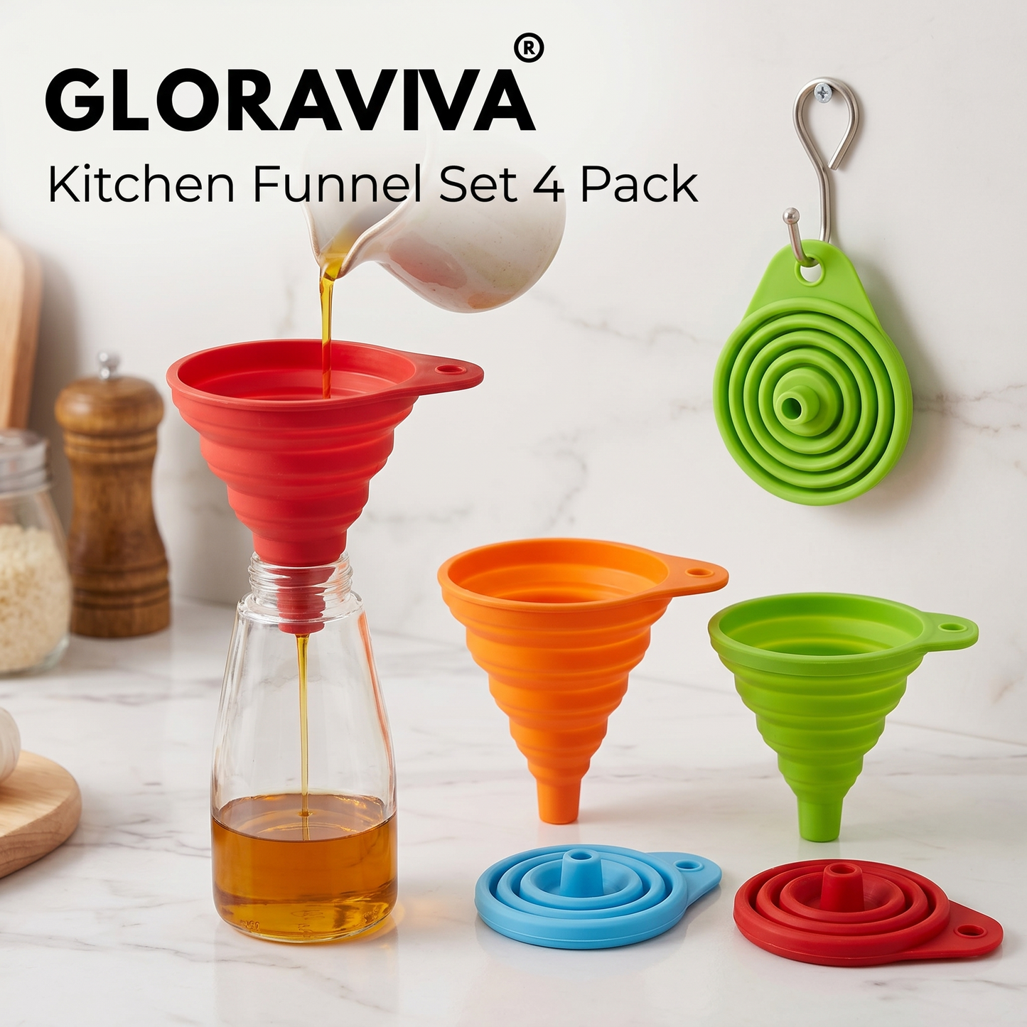 Gloraviva® Kitchen Funnel Set 4 Pack